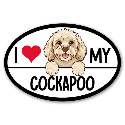 Magnet Me Up I Love My Cockapoo Magnetic Decal - 4x6 Oval Shaped Car Magnet Gifts for Dog Lover, Full-Color UV Printed Weatherproof Vinyl Accessories for Cars, Trucks & SUV, Made in The USA