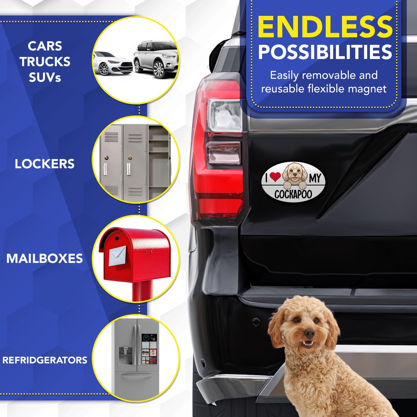 Magnet Me Up I Love My Cockapoo Magnetic Decal - 4x6 Oval Shaped Car Magnet Gifts for Dog Lover, Full-Color UV Printed Weatherproof Vinyl Accessories for Cars, Trucks & SUV, Made in The USA