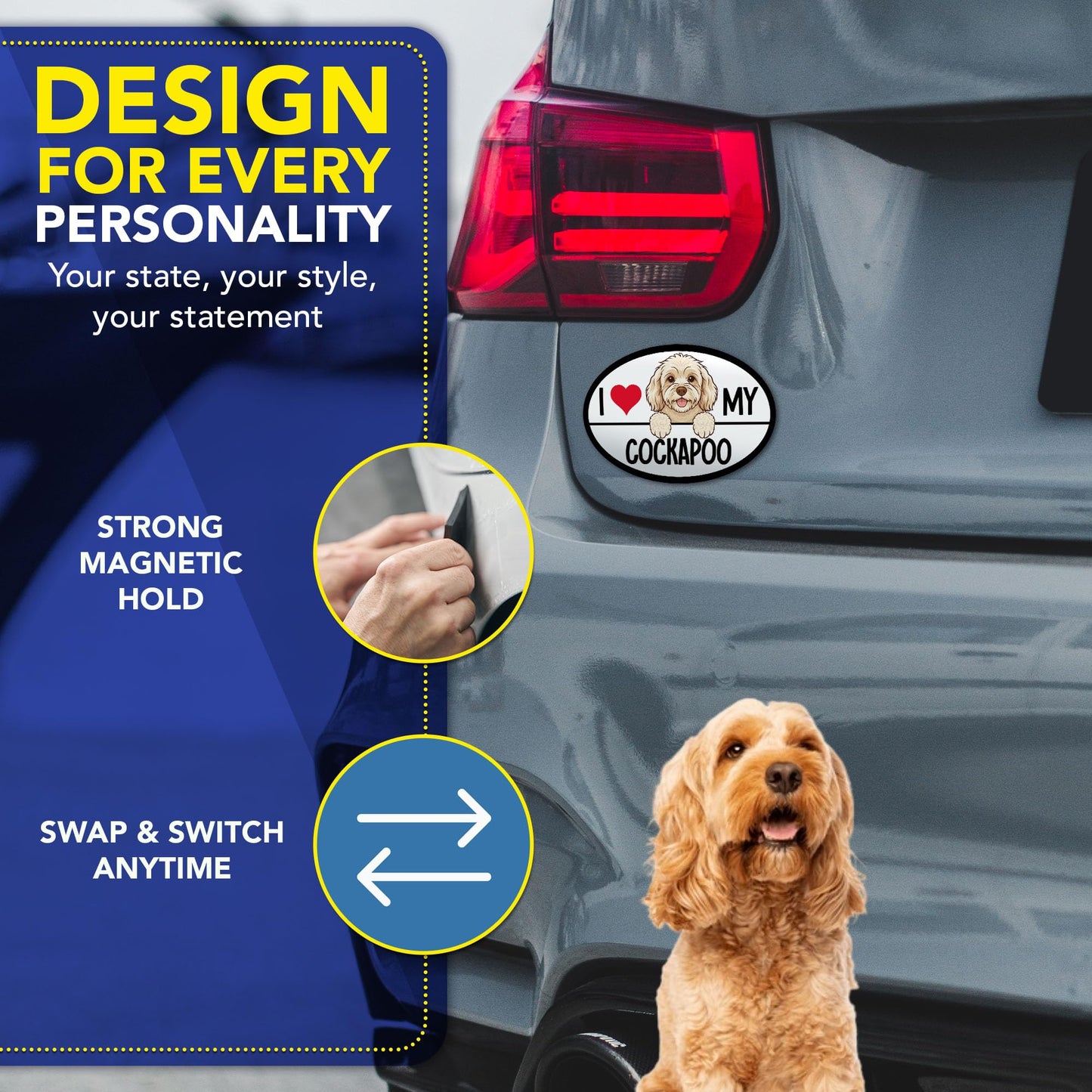 Magnet Me Up I Love My Cockapoo Magnetic Decal - 4x6 Oval Shaped Car Magnet Gifts for Dog Lover, Full-Color UV Printed Weatherproof Vinyl Accessories for Cars, Trucks & SUV, Made in The USA
