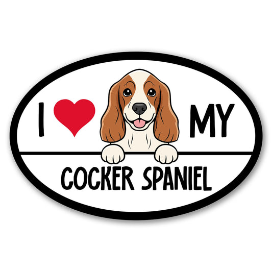 Magnet Me Up I Love My Cocker Spaniel Magnetic Decal - 4x6 Oval Shaped Magnet for Cars, Trucks & SUV, for Dog Lovers, Full-Color UV Printed Weatherproof Vinyl, Made in The USA