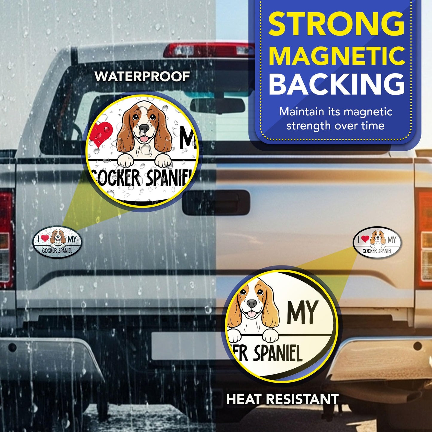 Magnet Me Up I Love My Cocker Spaniel Magnetic Decal - 4x6 Oval Shaped Magnet for Cars, Trucks & SUV, for Dog Lovers, Full-Color UV Printed Weatherproof Vinyl, Made in The USA