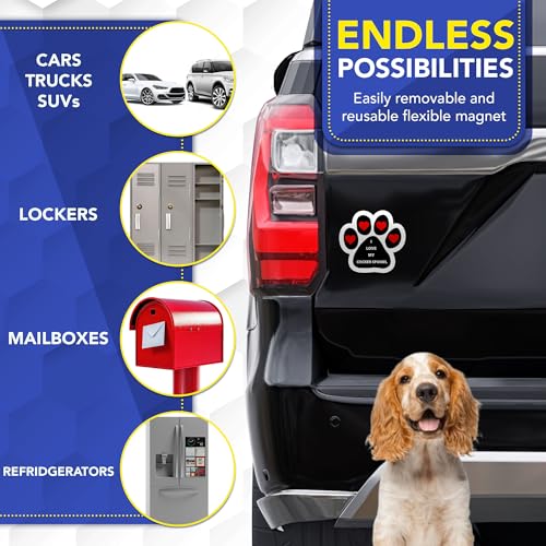 Magnet Me Up I Love My Cocker Spaniel Magnetic Decal - 5 Inch Pawprint Shaped Magnet for Cars, Trucks & SUV, for Dog Lovers, Full-Color UV Printed Weatherproof Vinyl, Made in The USA