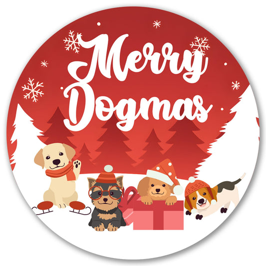 Magnet Me Up Merry Dogmas Magnetic Decal for Cars, Trucks & SUV - 5 Inches Round Holiday Christmas Decor, Full-Color UV Printed Car Magnet Gift for Dog Lover, Durable, Weatherproof, Vinyl Made in USA