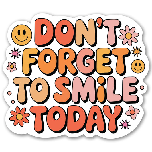 Magnet Me Up Don?t Forget to Smile Today Car Magnet - 4x5 Inches Retro Positive Quote Magnetic Decal for Cars, Lockers & Fridge - Full Color UV Printed, Durable Weatherproof Vinyl, Made in USA
