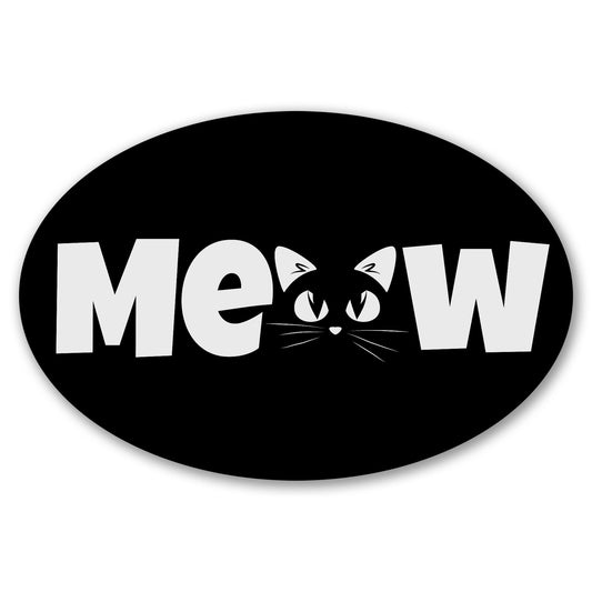 Magnet Me Up Oval Meow Cat Black Car Magnet - 4x6 Oval UV Printed Magnetic Decal for Cars, Trucks & SUV for Cat Lover, Weatherproof Vinyl Pet Car Magnet, Made in The USA