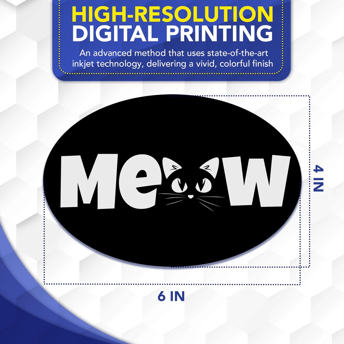 Magnet Me Up Oval Meow Cat Black Car Magnet - 4x6 Oval UV Printed Magnetic Decal for Cars, Trucks & SUV for Cat Lover, Weatherproof Vinyl Pet Car Magnet, Made in The USA