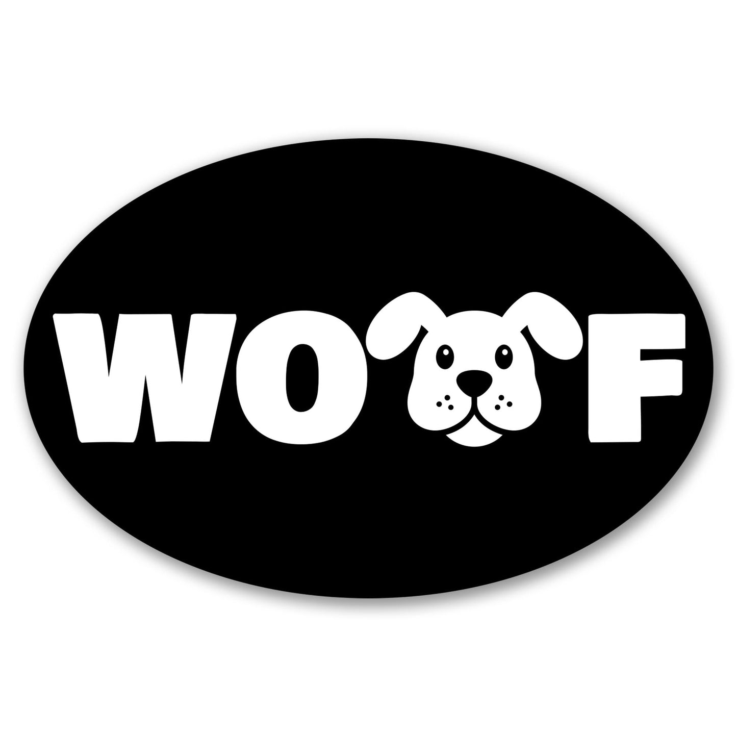 Magnet Me Up Oval WOOF Dog Black Car Magnet - 4x6 Oval Full Color UV-Printed Magnetic Decal for Cars, Truck & SUV for Dog Lover, Durable Weatherproof, Made in The USA