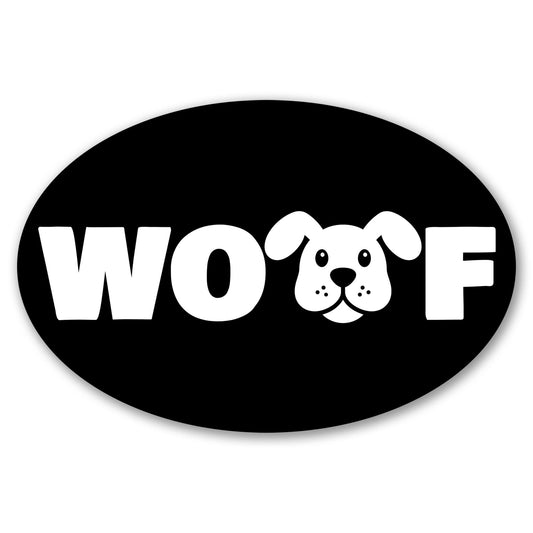 Magnet Me Up Oval WOOF Dog Black Car Magnet - 4x6 Oval Full Color UV-Printed Magnetic Decal for Cars, Truck & SUV for Dog Lover, Durable Weatherproof, Made in The USA