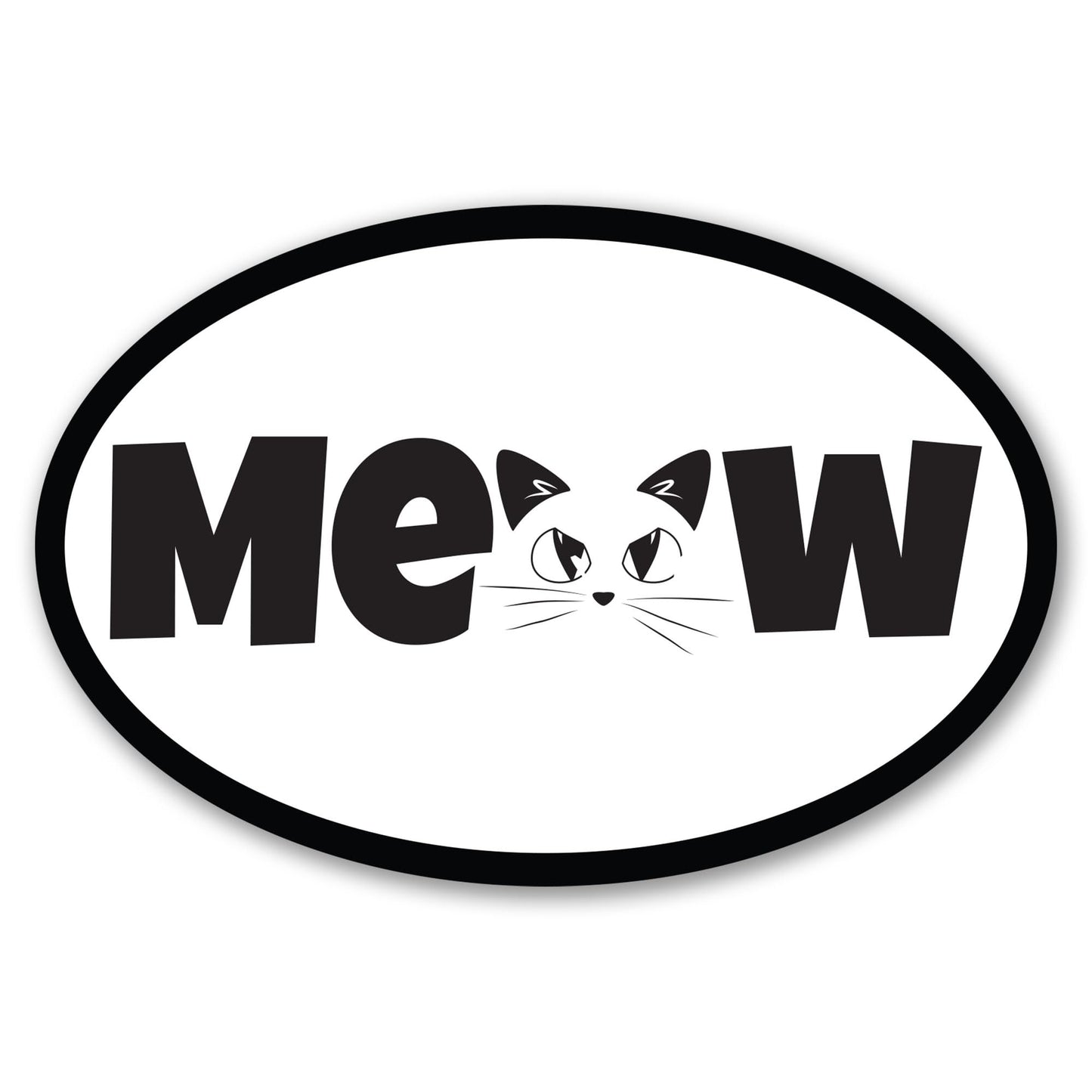 Magnet Me Up Oval Meow Cat White Car Magnet - 4x6 Oval UV Printed Magnetic Decal for Cars, Trucks & SUV for Cat Lover, Weatherproof Vinyl Pet Car Magnet, Made in The USA
