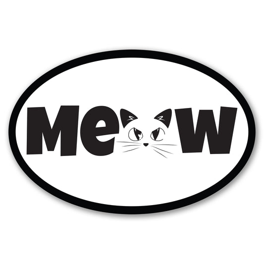 Magnet Me Up Oval Meow Cat White Car Magnet - 4x6 Oval UV Printed Magnetic Decal for Cars, Trucks & SUV for Cat Lover, Weatherproof Vinyl Pet Car Magnet, Made in The USA