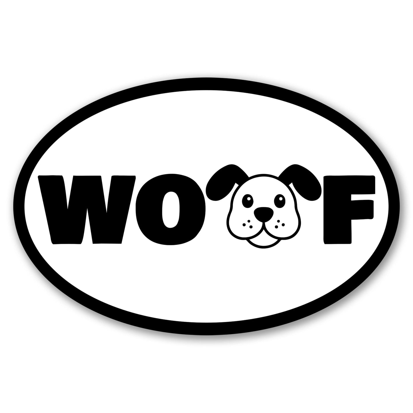 Magnet Me Up Oval WOOF Dog White Car Magnet - 4x6 Oval Full Color UV-Printed Magnetic Decal for Cars, Truck & SUV for Dog Lover, Durable Weatherproof, Made in The USA