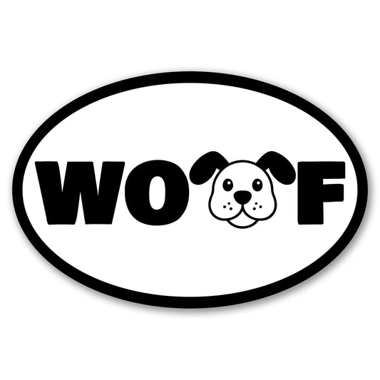 Magnet Me Up Oval WOOF Dog White Car Magnet - 4x6 Oval Full Color UV-Printed Magnetic Decal for Cars, Truck & SUV for Dog Lover, Durable Weatherproof, Made in The USA