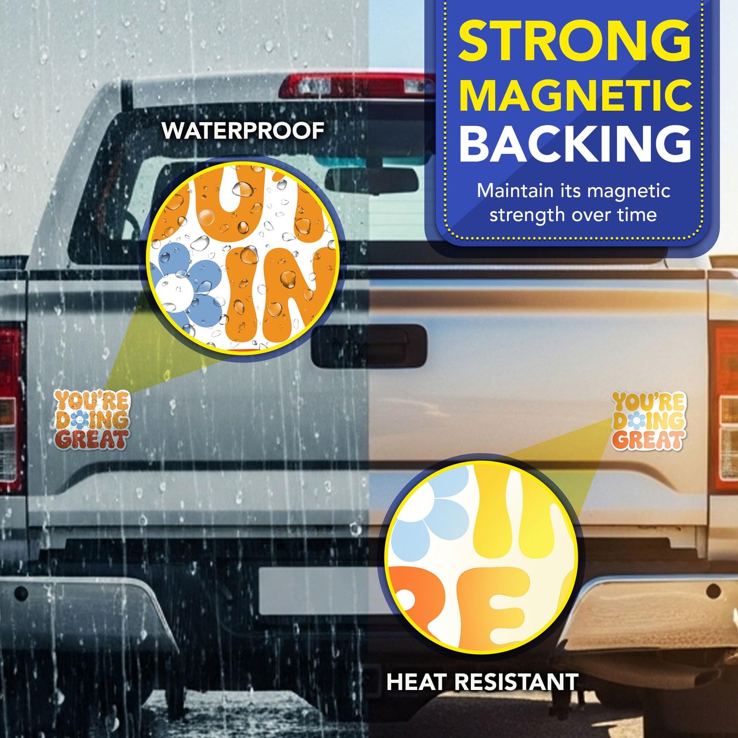 Magnet Me Up You’re Doing Great Motivational Magnetic Decal for Cars, Trucks & SUV - 5x4 Inches Inspirational Retro Positive Quote Accessories Car Magnet Gift, Full-Color UV Printed Vinyl, Made in USA