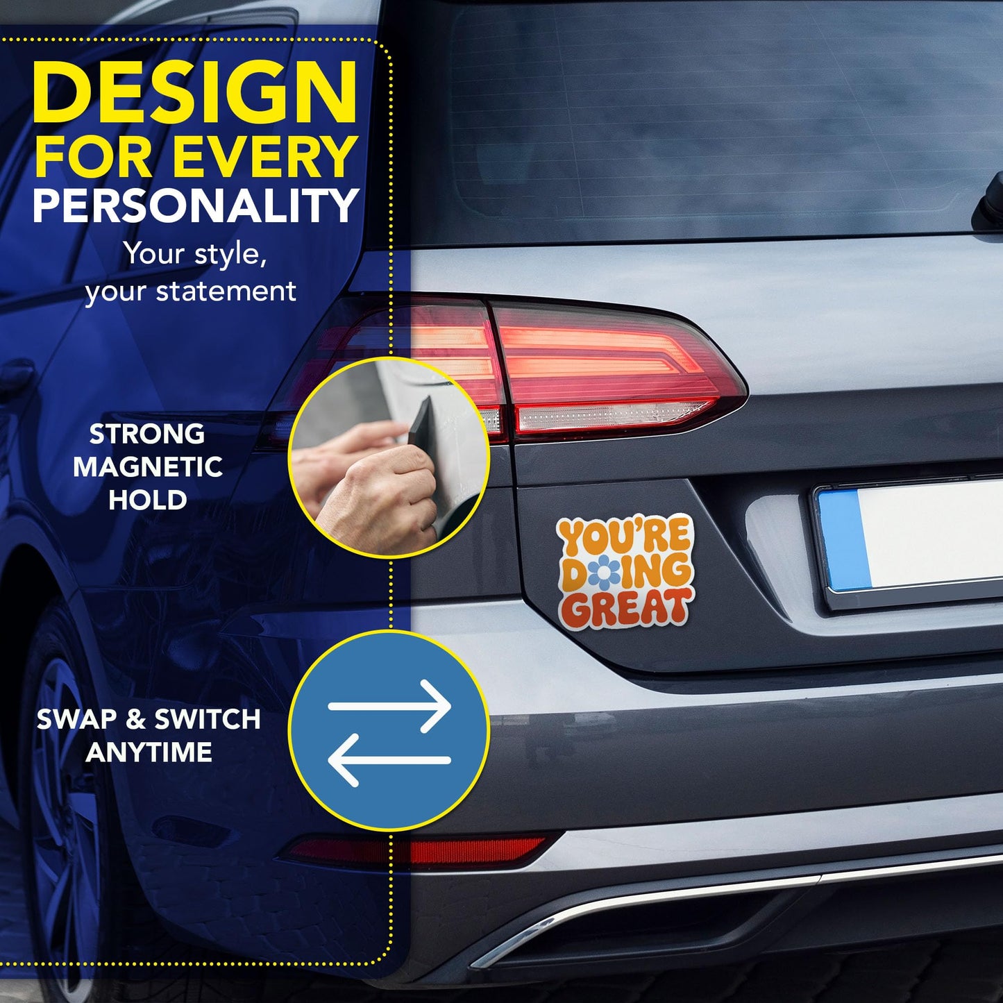 Magnet Me Up You’re Doing Great Motivational Magnetic Decal for Cars, Trucks & SUV - 5x4 Inches Inspirational Retro Positive Quote Accessories Car Magnet Gift, Full-Color UV Printed Vinyl, Made in USA