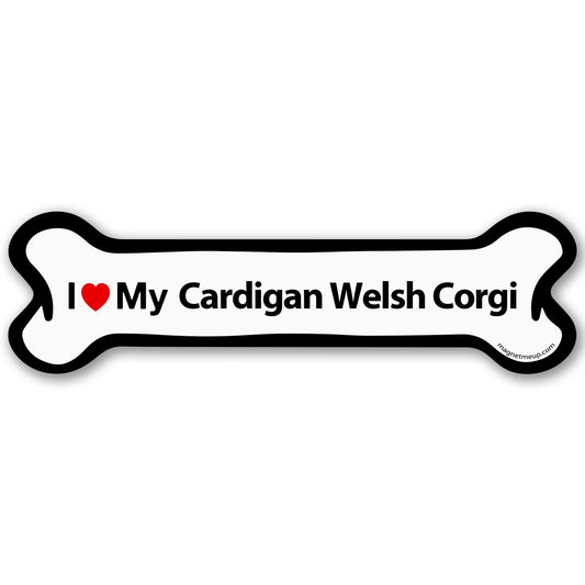 Magnet Me Up I Love My Cardigan Welsh Corgi - 2x7 Inches Bone Shaped Car Magnet Gift for Dog Lover, Magnetic Decal for Cars, Trucks & SUV, Full-Color UV Printed Vinyl, Weatherproof, Made in USA