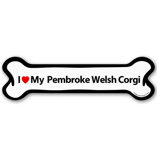Magnet Me Up I Love My Pembroke Welsh Corgi Magnetic Dog Decal for Cars, Trucks & SUV - 2x7 Inches Bone Shape Car Magnet Accesories Gift for Dog Lover, Full-Color UV Printed, Weatherproof, Made in USA