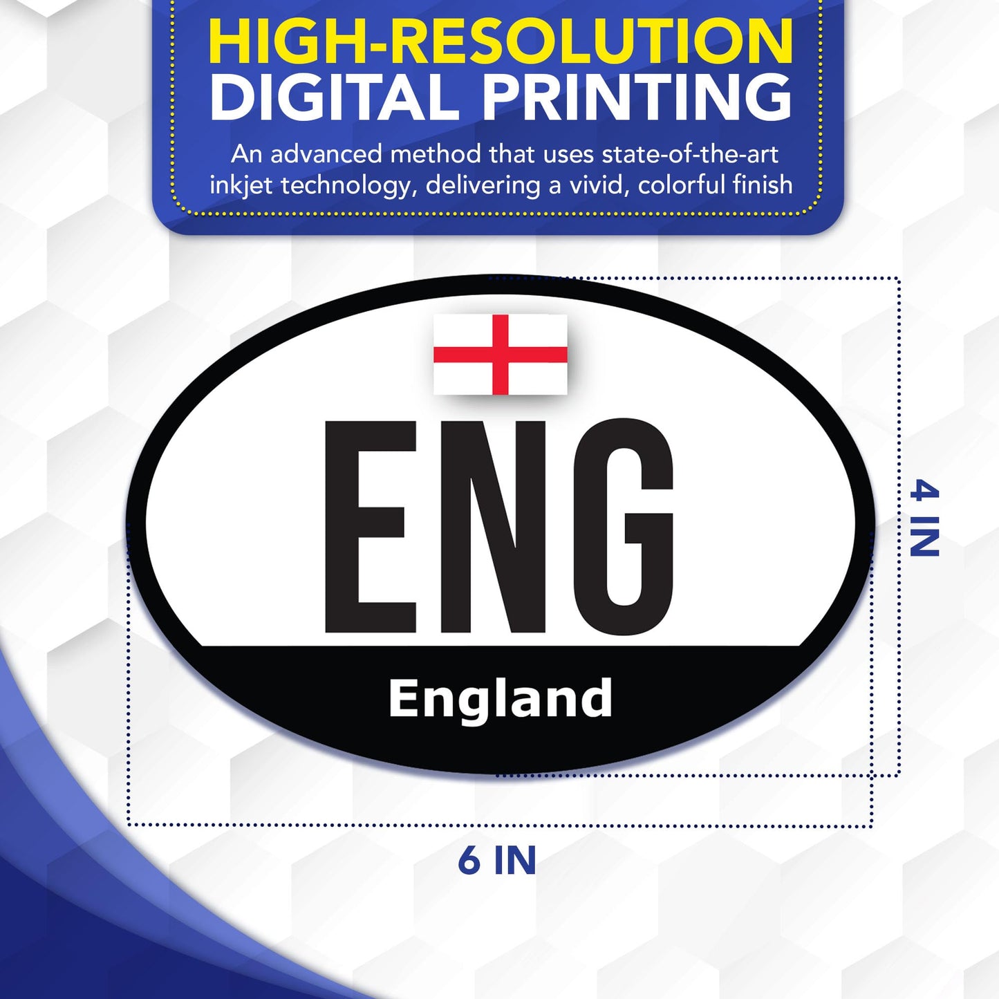 Magnet Me Up England ENG Oval Car Magnet - 4x6 Oval British Flag Magnetic Decal Accessories for Cars, Fridge or Locker- Full-Color UV Printed, Weatherproof, Durable Vinyl, Made in The USA