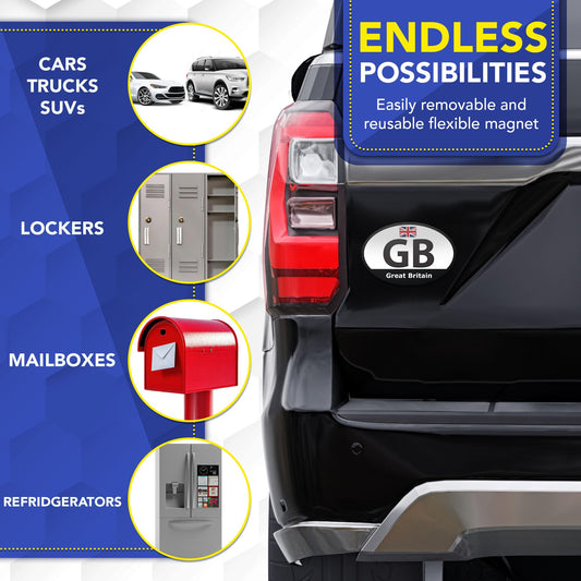 Magnet Me Up Great Britain GB - 4x6 Oval Car Magnet, British Flag Magnetic Decal for Cars, Fridge or Locker, Full-Color UV Printed Accessories, Weatherproof Vinyl, Made in The USA