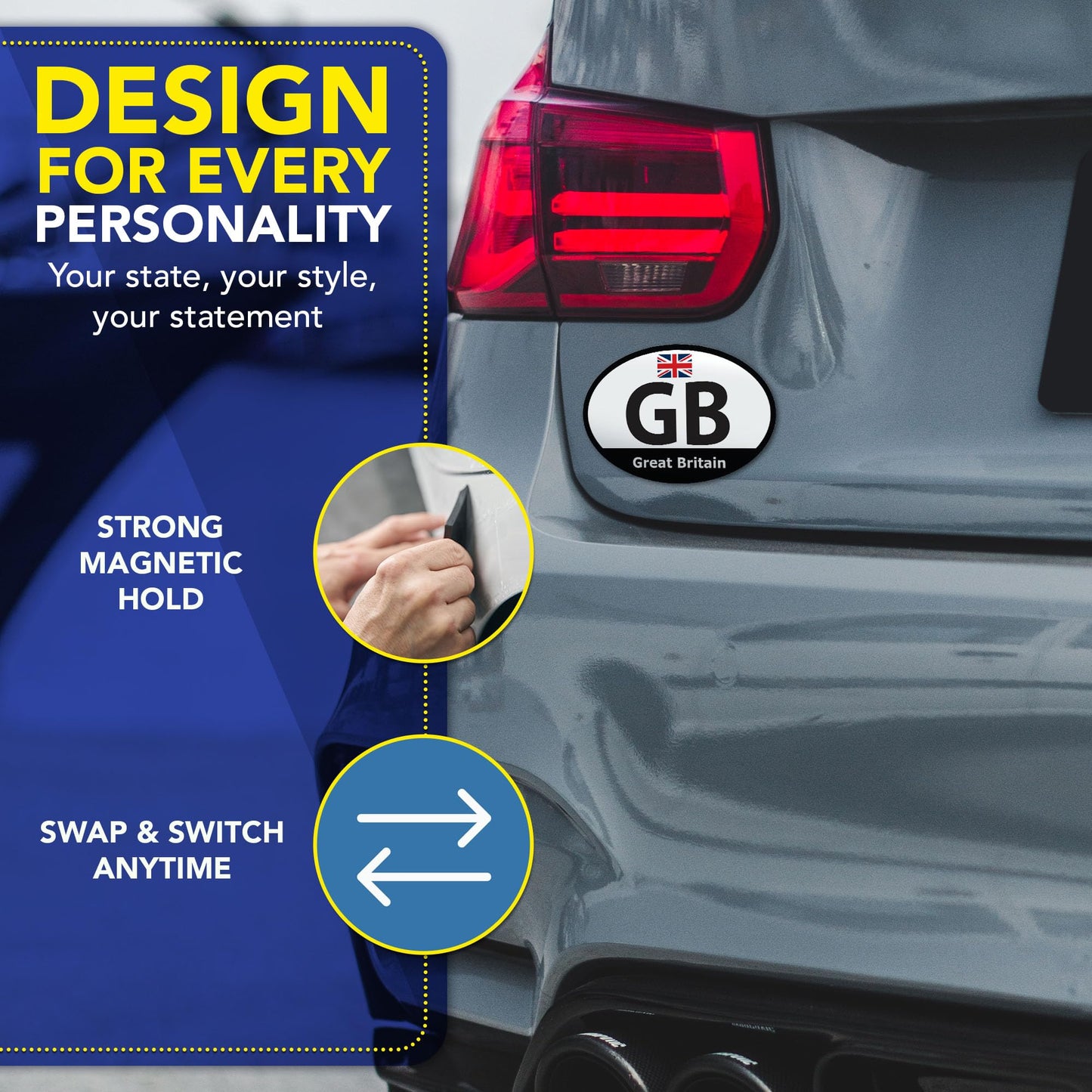 Magnet Me Up Great Britain GB - 4x6 Oval Car Magnet, British Flag Magnetic Decal for Cars, Fridge or Locker, Full-Color UV Printed Accessories, Weatherproof Vinyl, Made in The USA