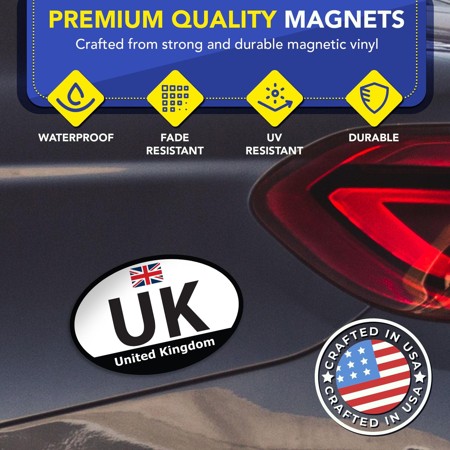 Magnet Me Up United Kingdom UK - 4x6 Oval Car Magnet for Cars, Fridge or Locker, British Flag Magnetic Decal Accessories, Full-Color UV Printed, Weatherproof Durable Vinyl, Made in The USA