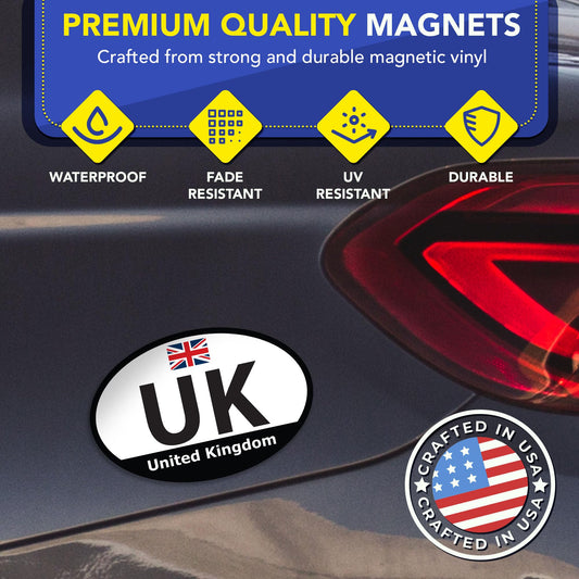 Magnet Me Up United Kingdom UK - 4x6 Oval Car Magnet for Cars, Fridge or Locker, British Flag Magnetic Decal Accessories, Full-Color UV Printed, Weatherproof Durable Vinyl, Made in The USA