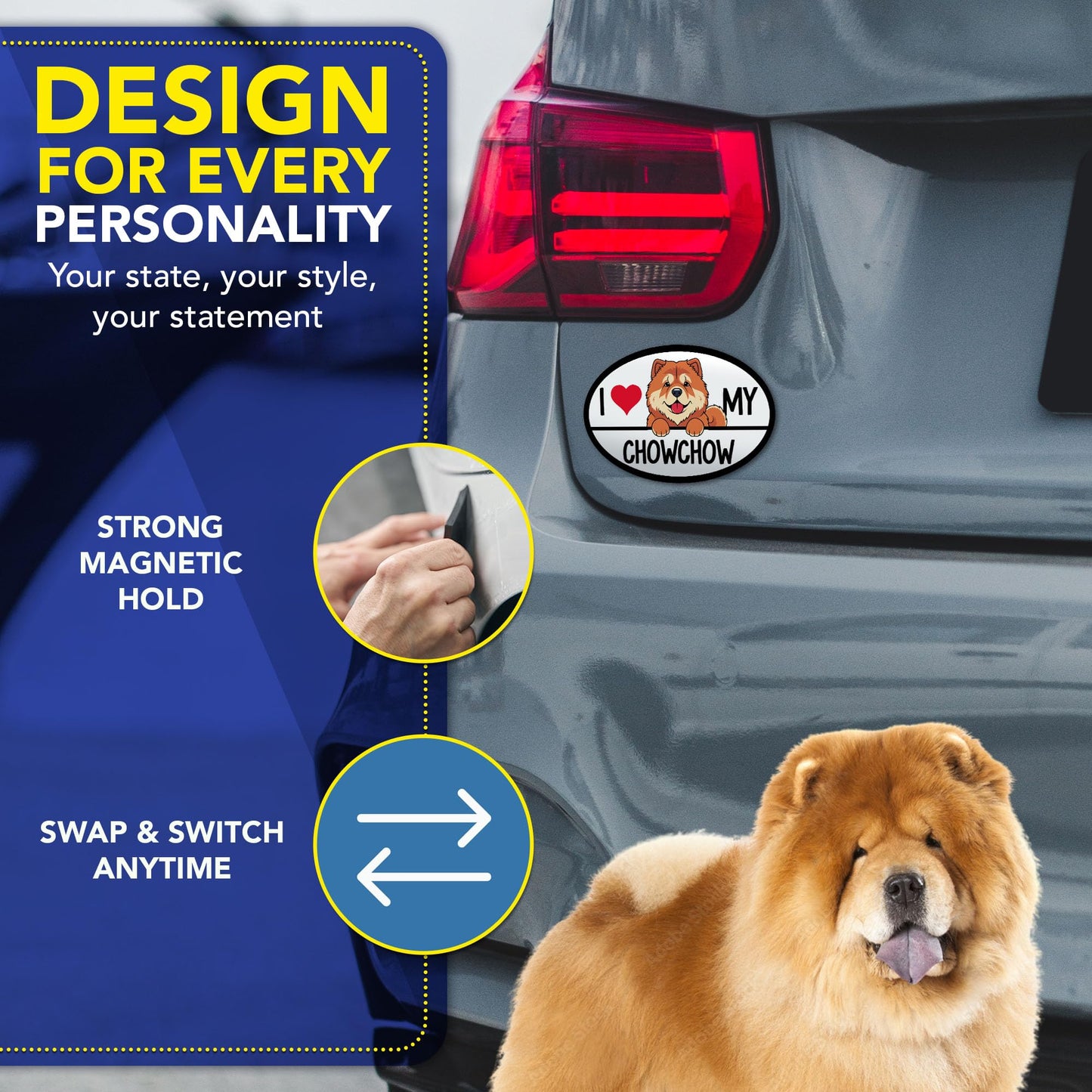Magnet Me Up I Love My Chowchow Magnetic Decal for Cars, Trucks & SUV - 4x6 Oval Dog Lover Gift, Chowchow Accessories Gifts, Printed Full-Color Weatherproof Car Magnet, Vinyl, Made in The USA