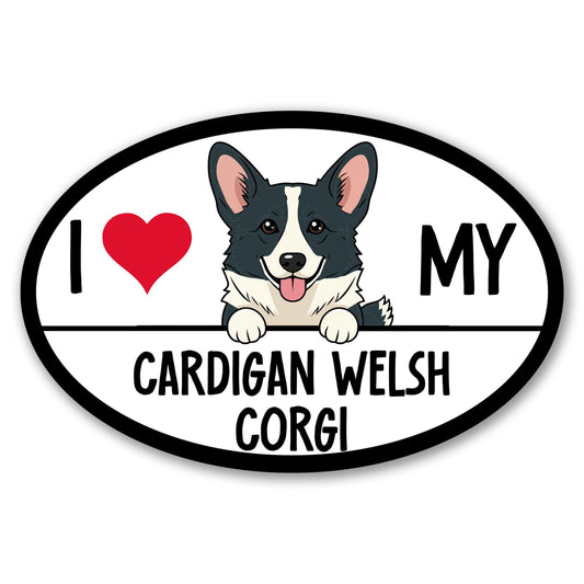 Magnet Me Up I Love My Cardigan Welsh Corgi - 4x6 Oval Shaped Car Magnet Gift for Dog Lover, Magnetic Decal for Cars, Trucks & SUV, Full-Color UV Printed Vinyl, Weatherproof, Made in USA