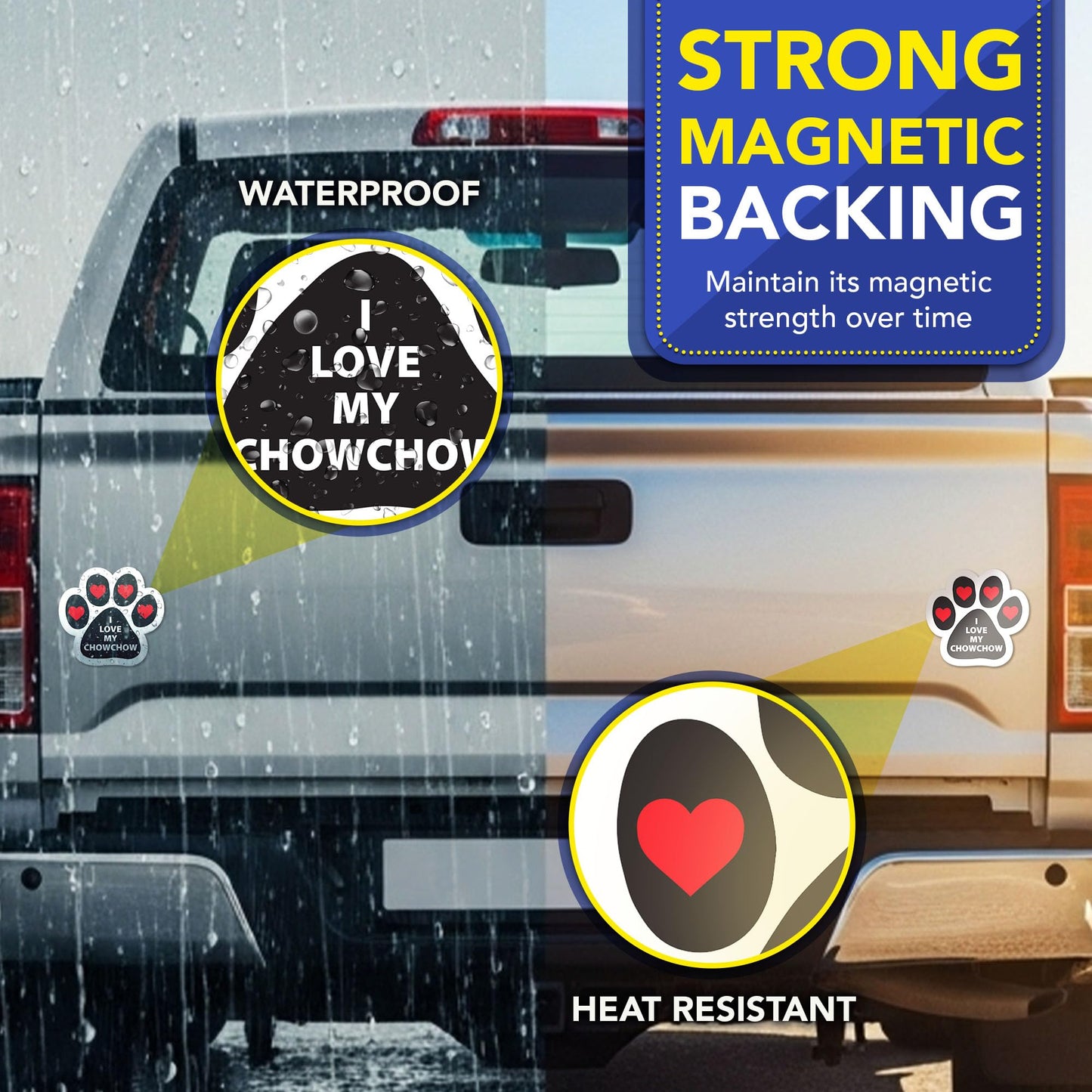 Magnet Me Up I Love My Chow Chow Magnetic Decal for Cars, Trucks & SUV - 5 Inches Pawprint Dog Lover Gift, Chowchow Accessories Gift, Printed Full-Color Weatherproof Car Magnet, Vinyl, Made in the USA