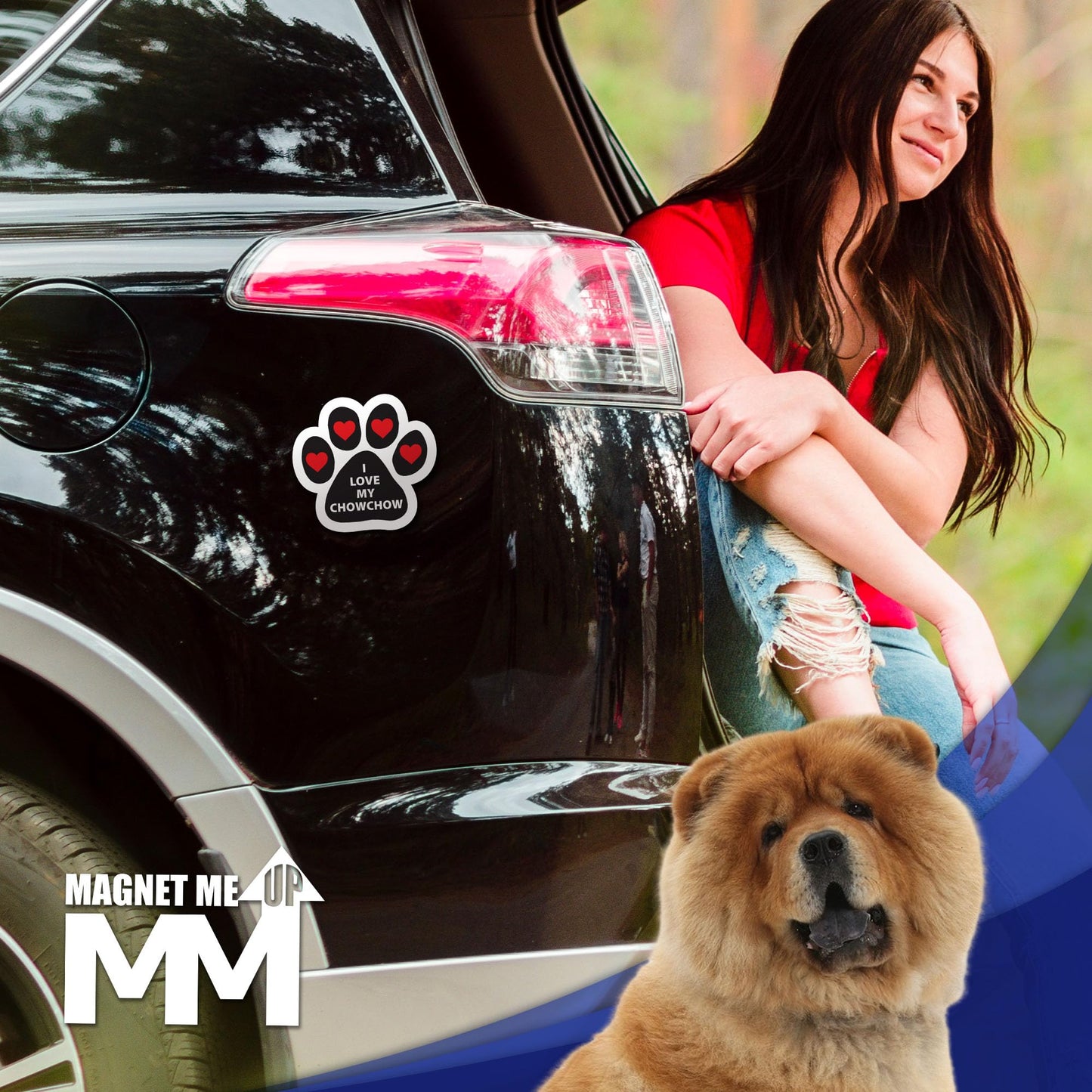 Magnet Me Up I Love My Chow Chow Magnetic Decal for Cars, Trucks & SUV - 5 Inches Pawprint Dog Lover Gift, Chowchow Accessories Gift, Printed Full-Color Weatherproof Car Magnet, Vinyl, Made in the USA