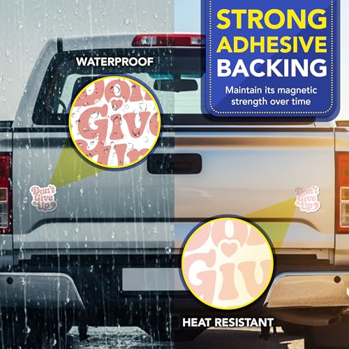 Magnet Me Up Don’t Give Up Car Magnet - 5x5 Inches Positive Quote Magnetic Decal for Cars, Fridge or Locker, Full-Color UV Printed Magnet Gifts & Accessories, Vinyl, Weatherproof, Made in The USA
