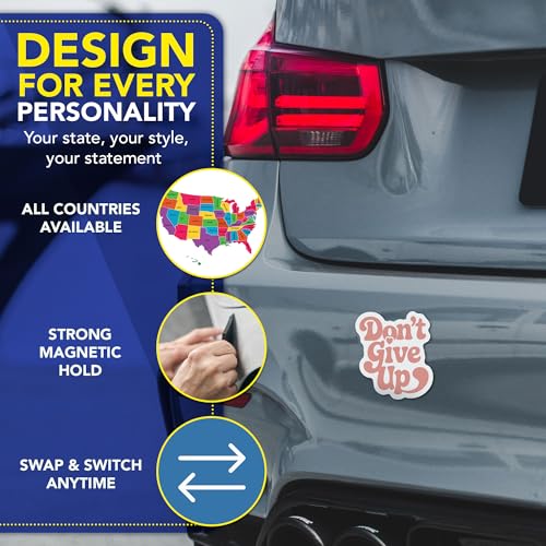 Magnet Me Up Don’t Give Up Car Magnet - 5x5 Inches Positive Quote Magnetic Decal for Cars, Fridge or Locker, Full-Color UV Printed Magnet Gifts & Accessories, Vinyl, Weatherproof, Made in The USA