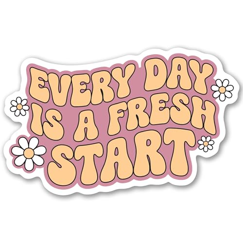 Magnet Me Up Every Day Is a Fresh Start Magnetic Decal - 6x4 Inches Inspirational Car Magnet Retro Positive Quote Accessories, Weatherproof UV-Printed Vinyl Gifts for Cars, Lockers, Fridge Made in USA