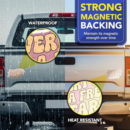 Magnet Me Up Every Day Is a Fresh Start Magnetic Decal - 6x4 Inches Inspirational Car Magnet Retro Positive Quote Accessories, Weatherproof UV-Printed Vinyl Gifts for Cars, Lockers, Fridge Made in USA