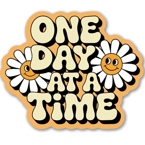 Magnet Me Up One Day at A Time Magnetic Decal - 5x4 Inches Retro Inspirational Car Magnet - Positive Quote Accessories, UV-Printed Weatherproof Car Magnet Vinyl Gifts for Locker, Fridge Made in USA
