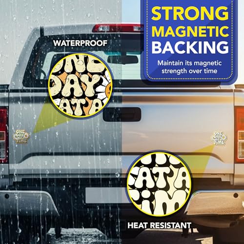 Magnet Me Up One Day at A Time Magnetic Decal - 5x4 Inches Retro Inspirational Car Magnet - Positive Quote Accessories, UV-Printed Weatherproof Car Magnet Vinyl Gifts for Locker, Fridge Made in USA