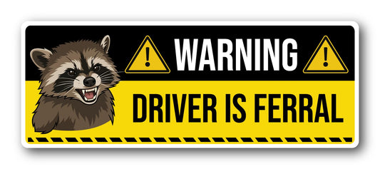 Magnet Me Up Warning: Driver is FERRAL 3x8 Inch Funny Car Magnet, Magnetic Decal for Cars, Trucks & SUV - Weatherproof UV Vinyl Humor Sign for Cars, Durable Funny Magnet Accessories, Made in The USA