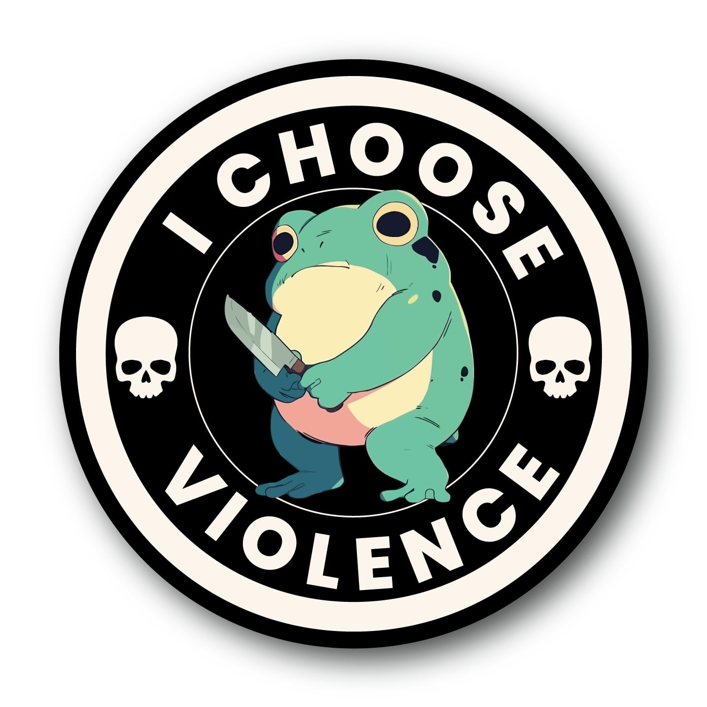 Magnet Me Up I Choose Violence Frog 5" Round Car Magnet - Funny Magnetic Decal for Cars, Trucks & SUV Full-Color UV Printed Accessories for Fridge & Locker, Durable Vinyl Weatherproof, Made in the USA