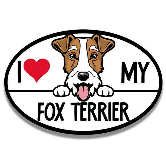Magnet Me Up I Love My Fox Terrier Dog Breed Car Magnet Decal, 4x6 inches, Playful and Alert, Great Souvenir for Dog Lovers, Magnetic Vinyl for Car, Truck, and Lockers, Cute and Stylish, Made in USA