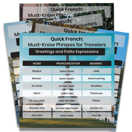 Magnet Me Up French Greetings Phrases Fridge Magnet, 5x5 Inches, 4 Pack, French Language Learning, Stylish and Decorative French Phrases