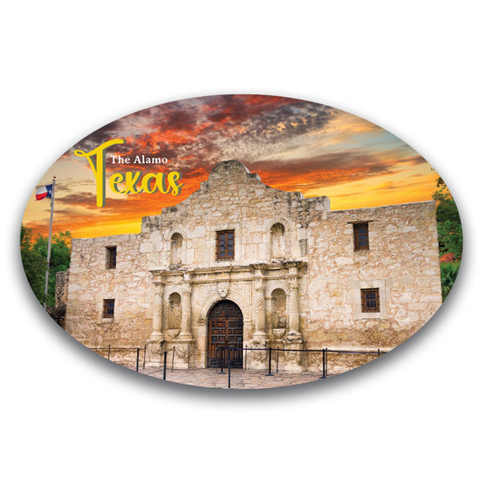 Magnet Me Up The Alamo Texas Oval State Magnet Decal, 4x6 Inches, Iconic Landmark, Heritage Display, Great Souvenir Gift for History Buffs and Travellers, Any Magnetic Surface, Crafted in USA