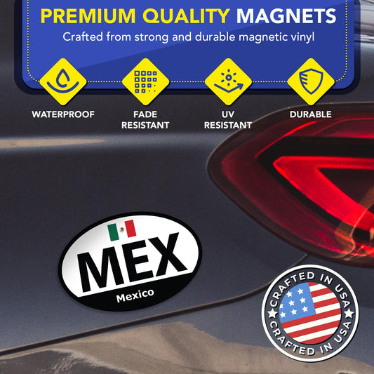Magnet Me Up MEX Mexico Flag Car Magnet - 4x6 Oval Magnetic Decal for Cars, Trucks & SUV, Weatherproof Full-Color UV Printed, Vinyl Flag Magnet Accessories for Fridge and Locker, Made in The USA