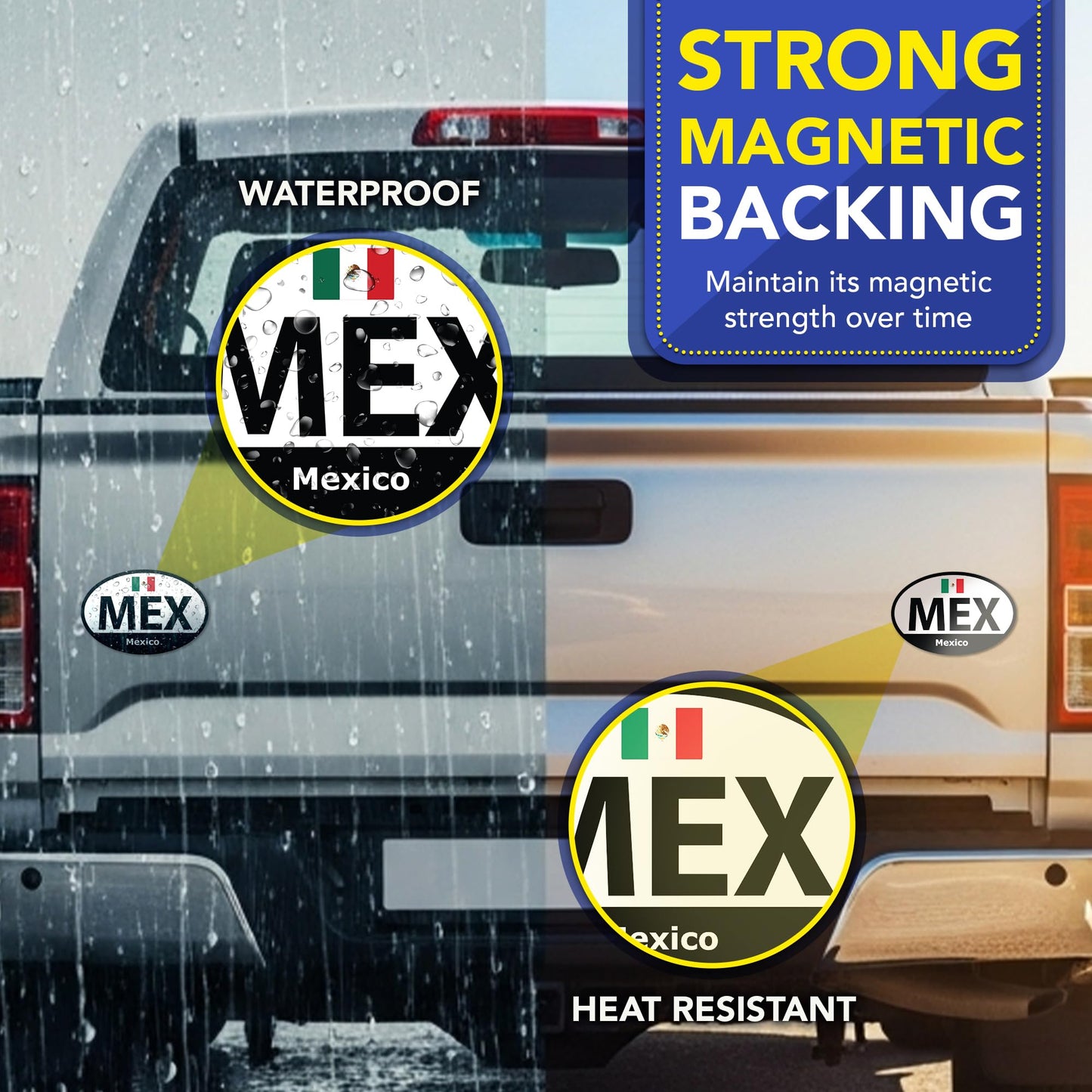 Magnet Me Up MEX Mexico Flag Car Magnet - 4x6 Oval Magnetic Decal for Cars, Trucks & SUV, Weatherproof Full-Color UV Printed, Vinyl Flag Magnet Accessories for Fridge and Locker, Made in The USA