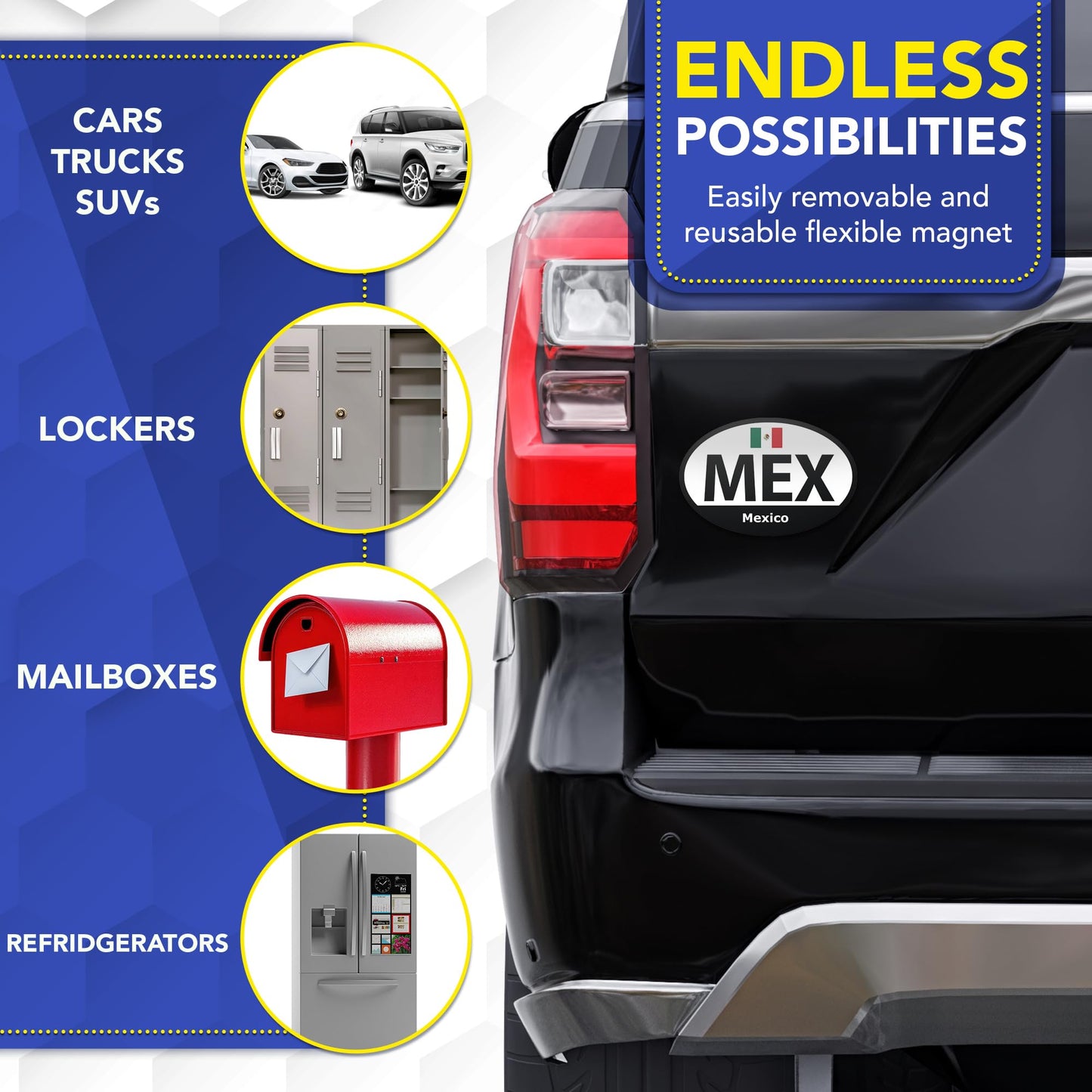 Magnet Me Up MEX Mexico Flag Car Magnet - 4x6 Oval Magnetic Decal for Cars, Trucks & SUV, Weatherproof Full-Color UV Printed, Vinyl Flag Magnet Accessories for Fridge and Locker, Made in The USA