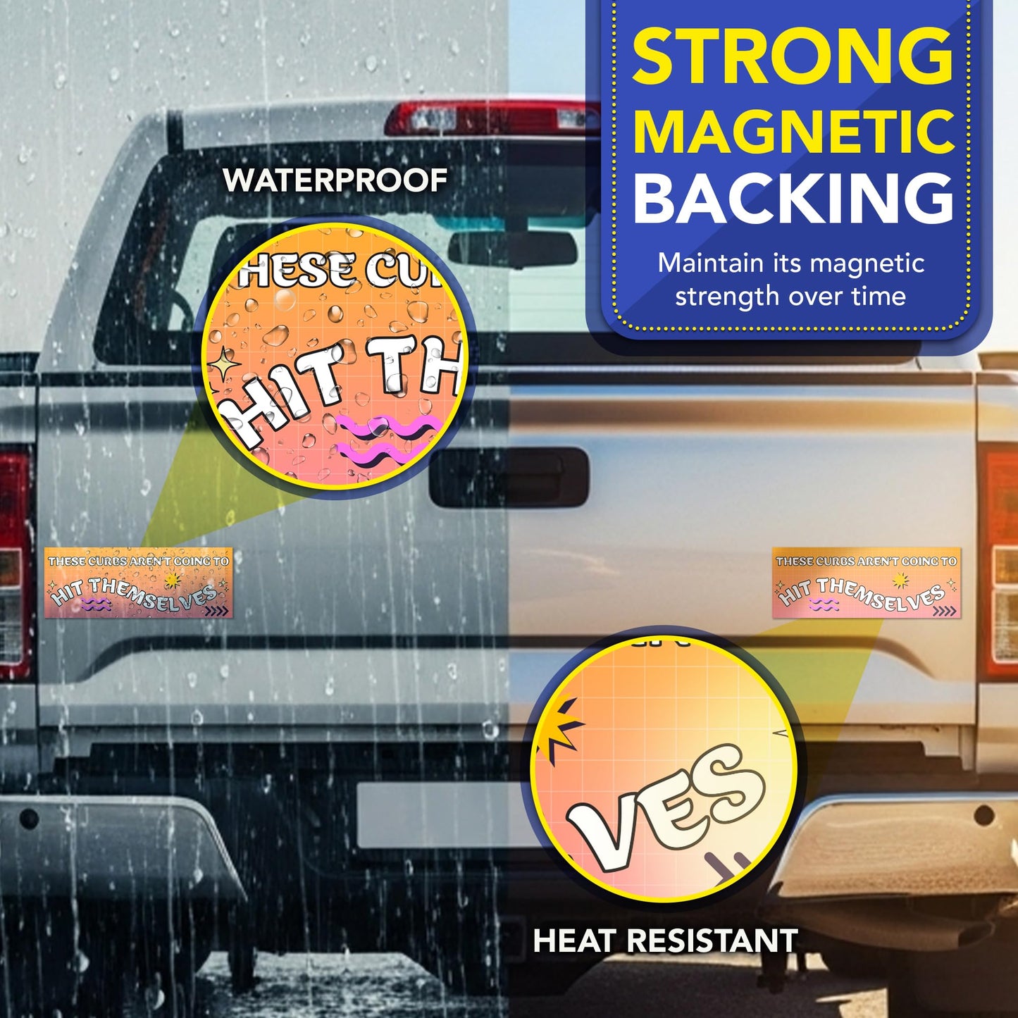 Magnet Me Up These Curbs Aren't Going to Hit Themselves Funny Magnetic Decal for Cars, Trucks & SUV - 3x8 Inch Humorous Car Magnet Accessory, Full-Color UV Printed Weatherproof Vinyl, Made in USA