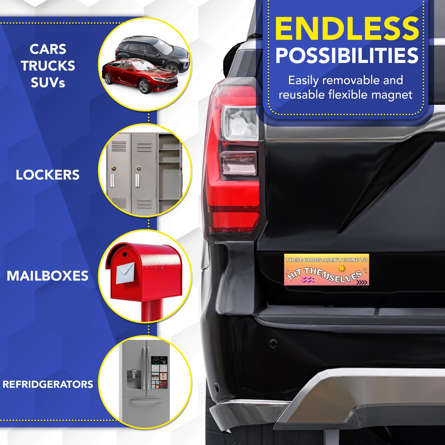 Magnet Me Up These Curbs Aren't Going to Hit Themselves Funny Magnetic Decal for Cars, Trucks & SUV - 3x8 Inch Humorous Car Magnet Accessory, Full-Color UV Printed Weatherproof Vinyl, Made in USA