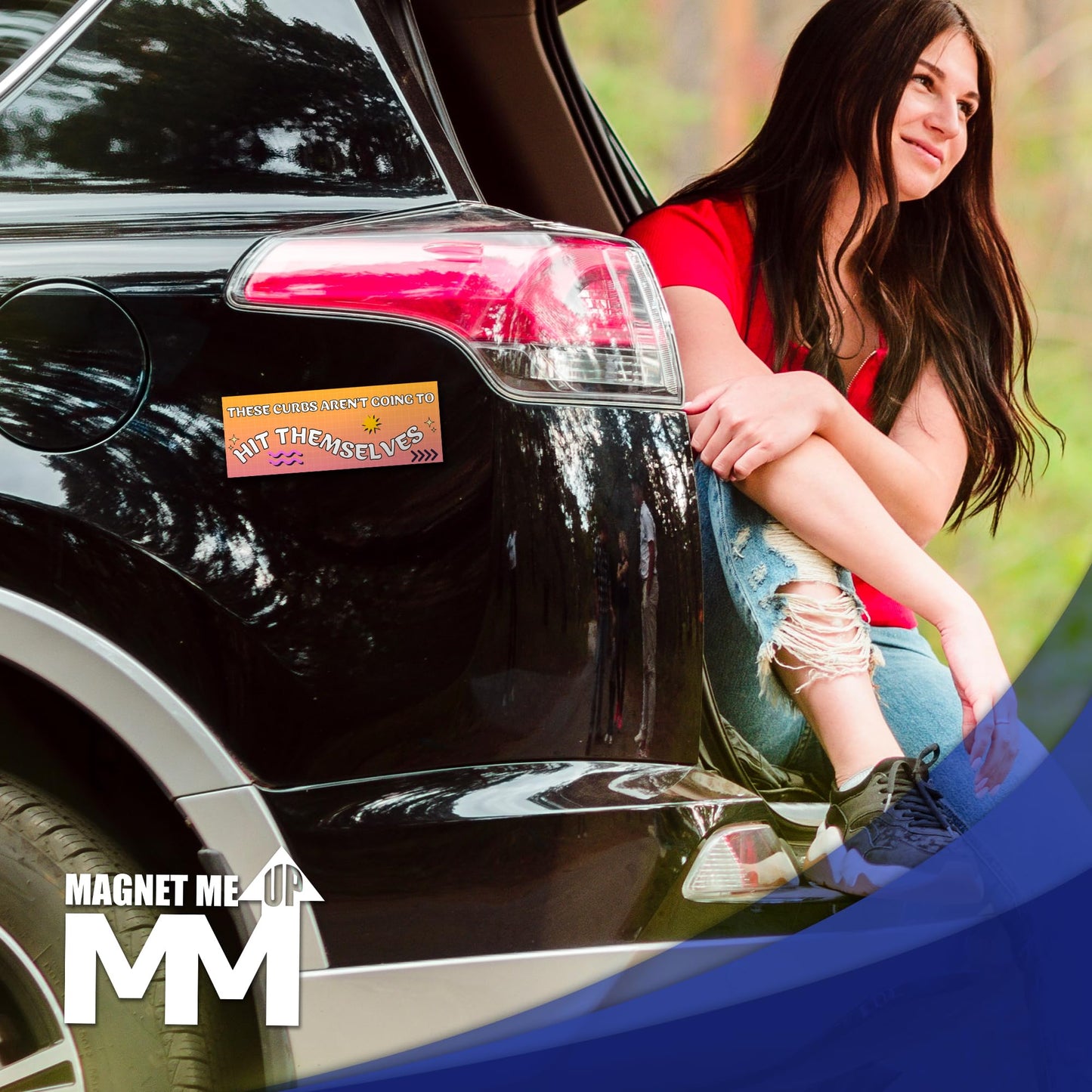 Magnet Me Up These Curbs Aren't Going to Hit Themselves Funny Magnetic Decal for Cars, Trucks & SUV - 3x8 Inch Humorous Car Magnet Accessory, Full-Color UV Printed Weatherproof Vinyl, Made in USA