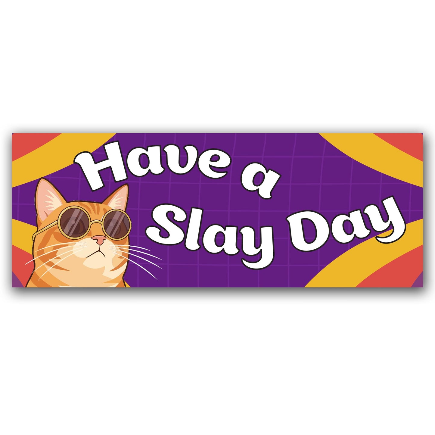 Magnet Me Up "Have a Slay Day" Magnetic Decal for Cars, Trucks & SUV 3x8 Inch Funny Car Magnet with Cool Cat Design, Cute & Sassy Auto Accessory, Full-Color UV Printed Weatherproof Vinyl, Made in USA