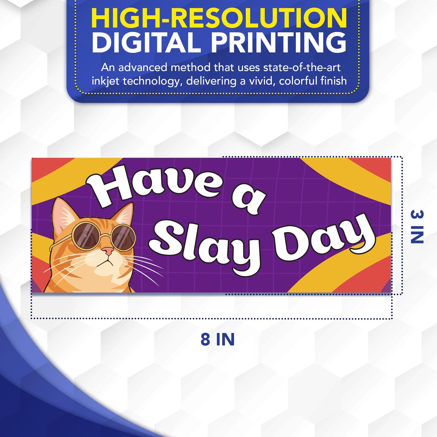 Magnet Me Up "Have a Slay Day" Magnetic Decal for Cars, Trucks & SUV 3x8 Inch Funny Car Magnet with Cool Cat Design, Cute & Sassy Auto Accessory, Full-Color UV Printed Weatherproof Vinyl, Made in USA