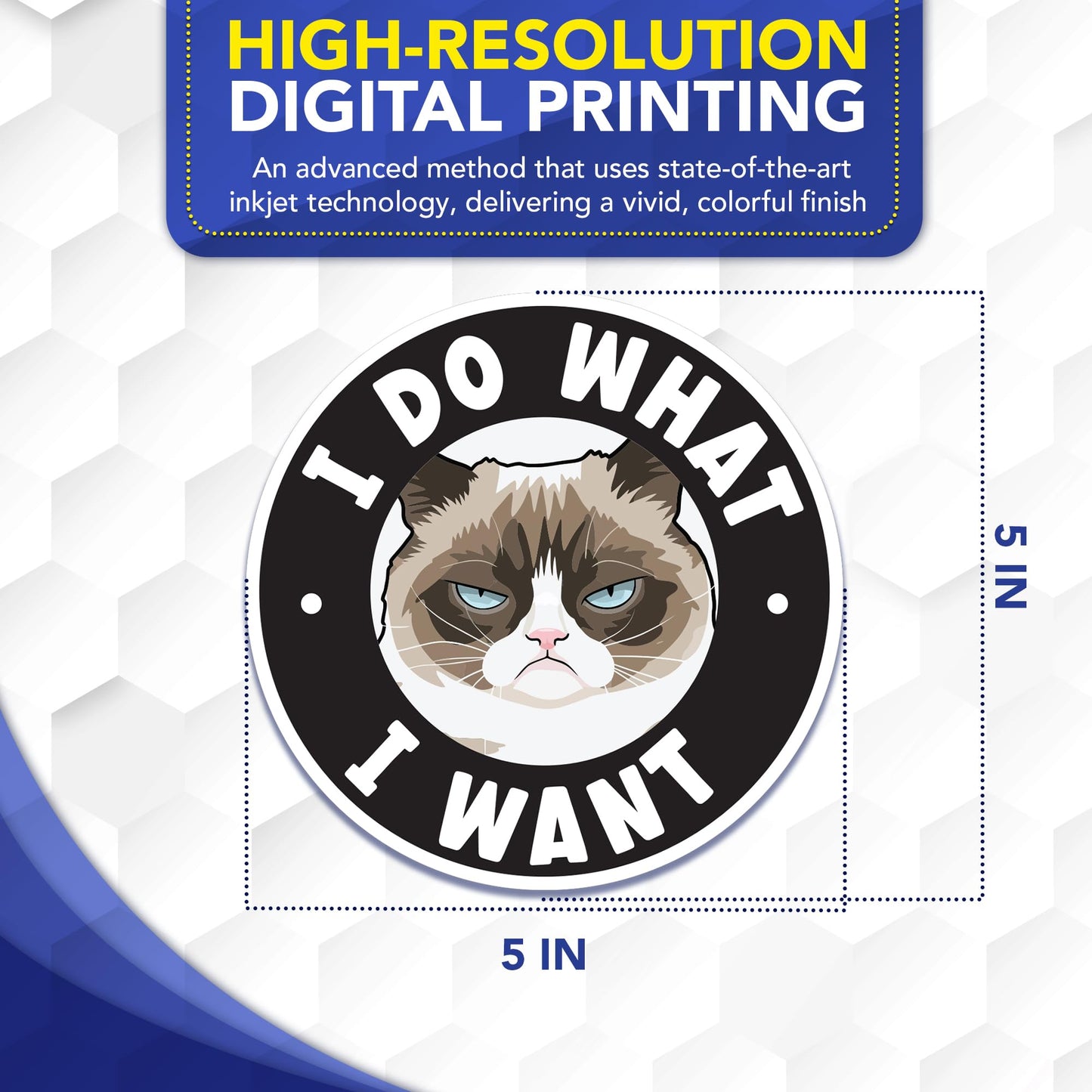 Magnet Me Up I Do What I Want Funny Cat Car Magnet - 5 Inch Magnetic Decal for Cars, Trucks & SUV, Round Full-Color UV Printed Vehicle Magnet, Weatherproof Funny Vinyl Accessory, Made in USA