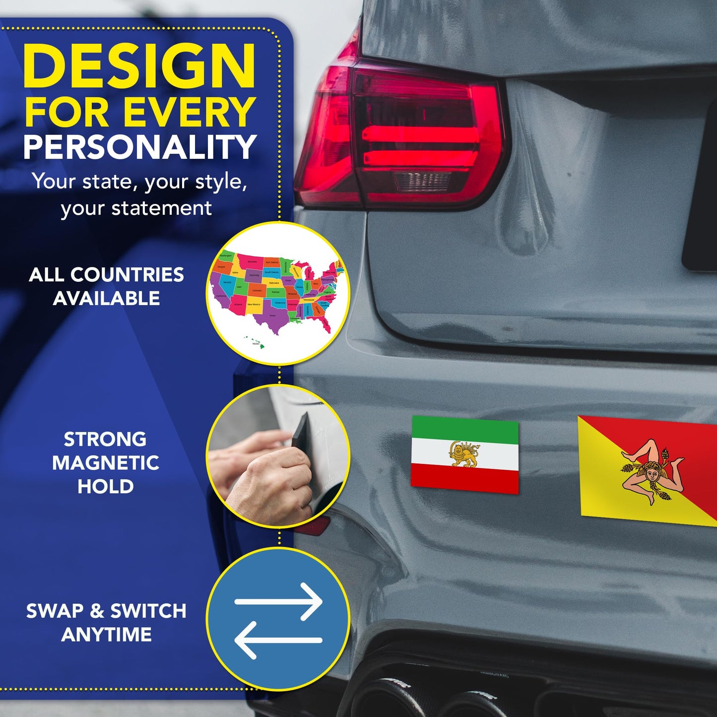 Magnet Me Up Iran Lion Flag Car Magnet 3x5 Inch, Pre Revolution Lion and Sun Persian Flag Bumper Magnet, Weatherproof Full-Color Magnetic Decal for Car, Trucks & SUV Fridge Accessory, Made in USA